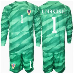 Chorvatsko Dominik Livakovic #1 Brankářské Dětské Venkovní dres komplet ME 2024 Dlouhý Rukáv (+ trenýrky)